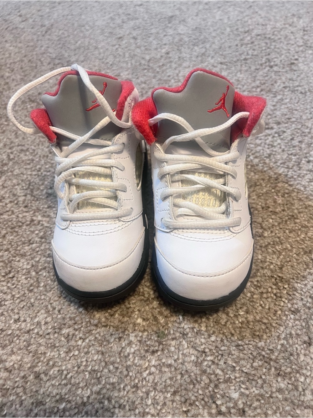 Jordan Little Kids' White and Red High-Top Sneakers